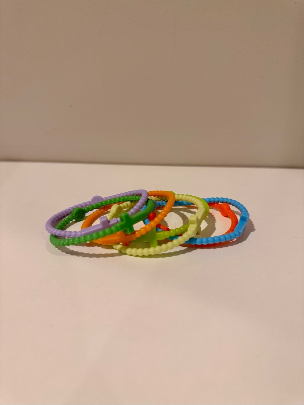 Kids Colorful Cross Beaded Stretch Bracelets - Multi-Color Set